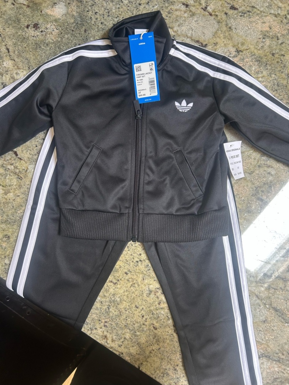 adidas Black and White Kids Track Jacket & Pants Set